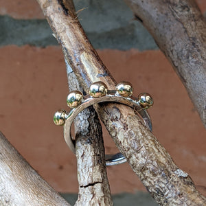 5 yellow gold blob stacking ring size Q