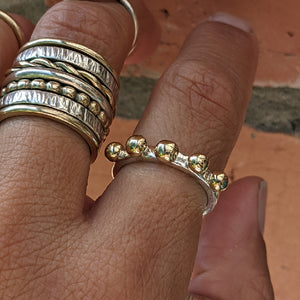 5 yellow gold blob stacking ring size Q