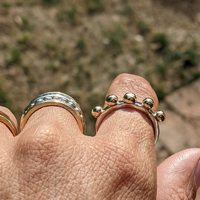 5 yellow gold blob stacking ring size Q