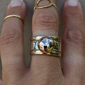 Sterling Silver and 9ct rose gold blob ring size T