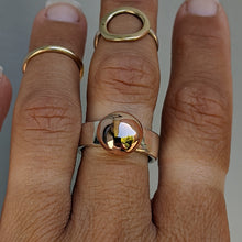 Load image into Gallery viewer, Sterling Silver and 9ct rose gold blob ring size T