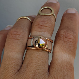Sterling Silver and 9ct rose gold blob ring size T