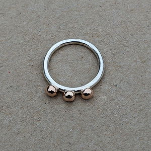 Rose gold x3 blob stacking ring size p