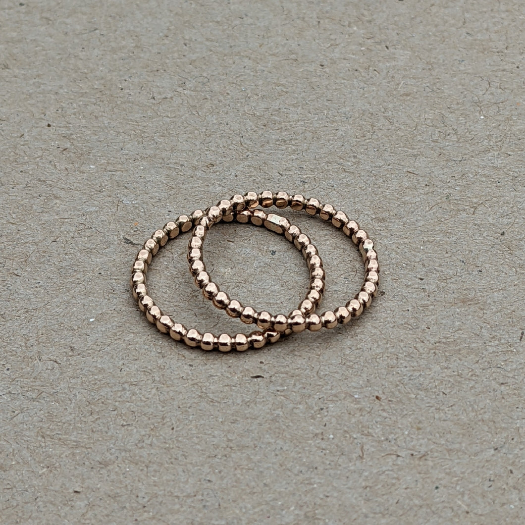 9ct rose gold beaded stacker size Q