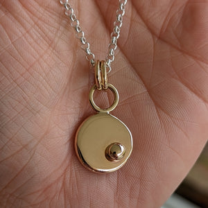 9ct yellow gold squashed blob pendant with little blob!