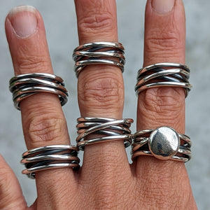 Sterling silver Tangled ring size N number 3