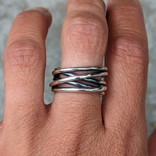 Load image into Gallery viewer, Sterling silver Tangled ring size Q Number 1