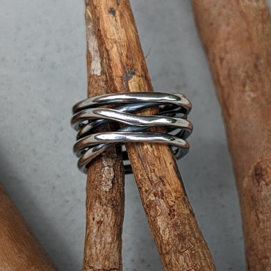 Sterling silver Tangled ring size N number 3