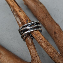 Load image into Gallery viewer, Sterling silver Tangled ring size N number 3