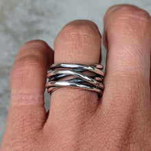 Load image into Gallery viewer, Sterling silver Tangled ring size N number 3