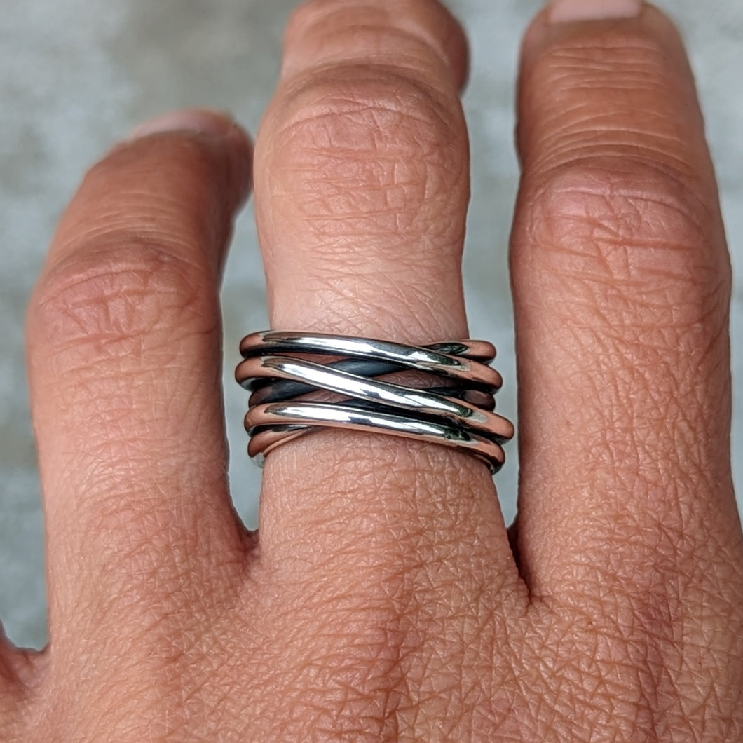 Sterling silver Tangled ring size P number 5