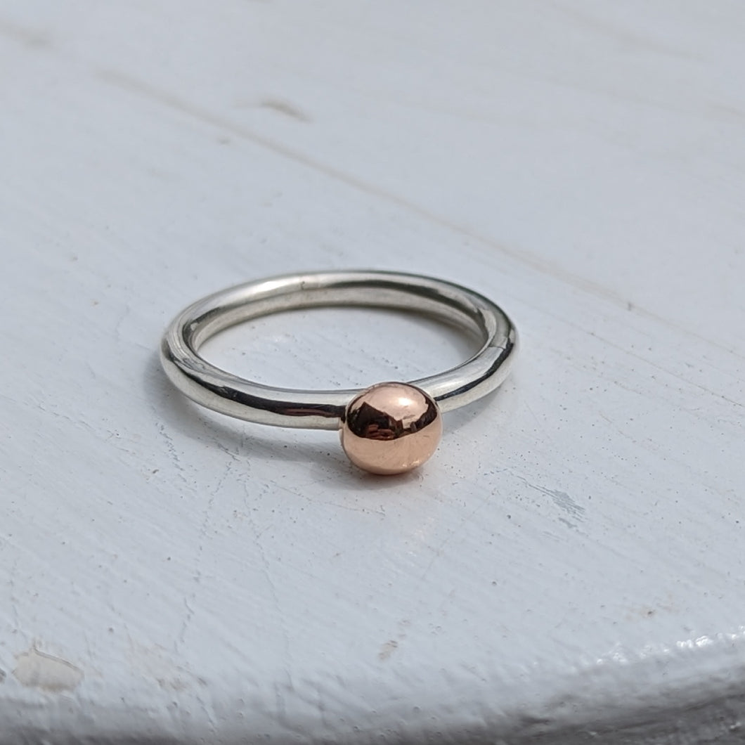 Rose gold blob stacking ring size P1/2