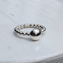 Load image into Gallery viewer, Sterling silver blob stacker with beaded band size P1/2