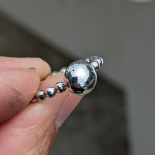 Load image into Gallery viewer, Sterling silver blob stacker with beaded band size P1/2