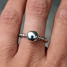 Load image into Gallery viewer, Sterling silver blob stacker with beaded band size P1/2