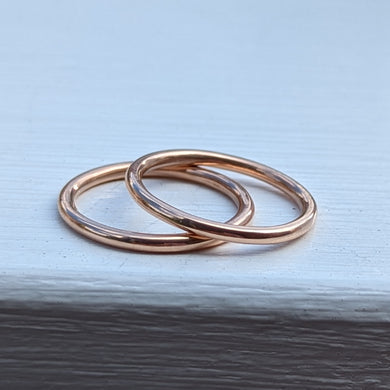 9ct rose gold plain finish stacker size Q1/2