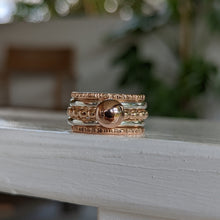 Load image into Gallery viewer, 9ct rose gold blob stacker with beaded band size Q