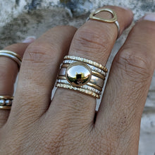 Load image into Gallery viewer, Sterling Silver and 9ct yellow gold blob ring size Q/8