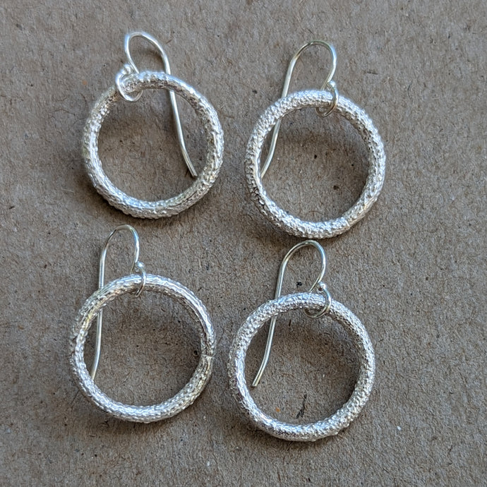 Sterling silver reticulated silver ring earrings