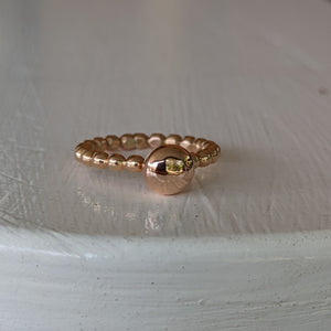 9ct rose gold blob stacker with beaded band size Q