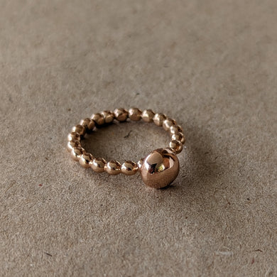 9ct rose gold blob stacker with beaded band size Q