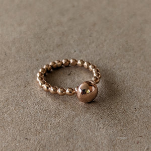 9ct rose gold blob stacker with beaded band size Q