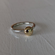 Load image into Gallery viewer, 9ct yellow gold blob stacker with sterling silver band size P 1/2