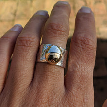 Load image into Gallery viewer, Sterling Silver and 9ct yellow gold blob ring size O
