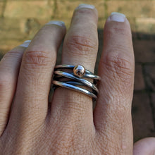 Load image into Gallery viewer, Tangled ring with rose gold blob size Q