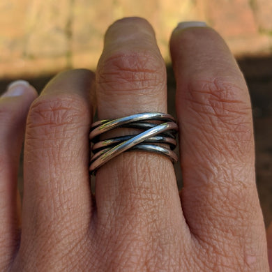 Sterling silver Tangled ring size P