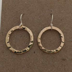 9ct yellow gold hammered round earrings