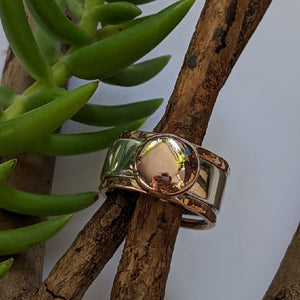 Sterling Silver and 9ct rose gold blob ring R