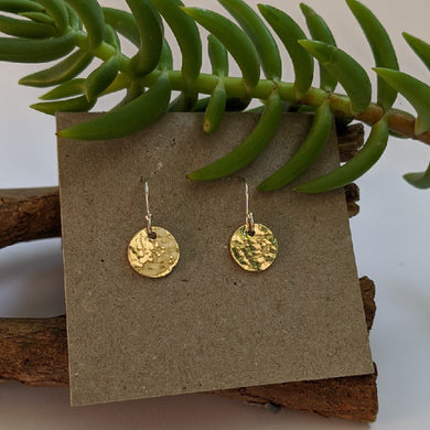 9ct yellow gold hammered earrings