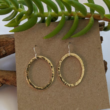 Load image into Gallery viewer, 9ct yellow gold hammered oval earrings