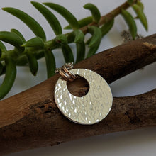 Load image into Gallery viewer, Sterling silver and rose gold hammered pendant
