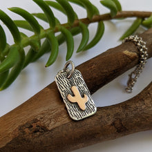 Load image into Gallery viewer, Sterling silver and 9ct rose gold cactus pendant