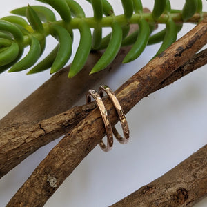 9ct rose gold hammered stackers x2 Size Q (US 8)