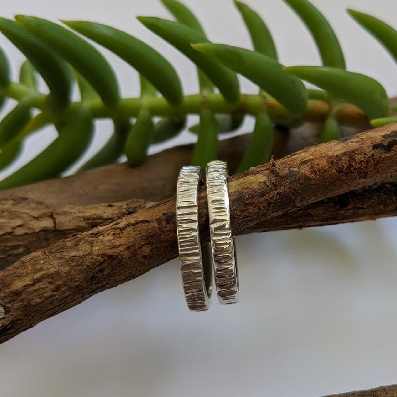 Sterling Silver edge hammered stacker
