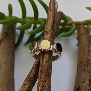 Squashed yellow gold 3 blob ring size P 1/2