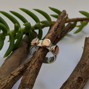 Squashed rose gold 3 blob ring size T 1/2