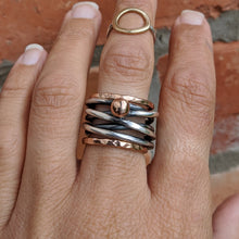 Load image into Gallery viewer, Tangled ring with rose gold blob size Q