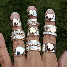 Load image into Gallery viewer, Sterling Silver and 9ct yellow gold blob ring size O