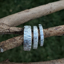 Load image into Gallery viewer, Sterling Silver edge hammered stacker Size P