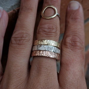Sterling Silver edge hammered stacker
