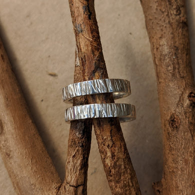Sterling Silver edge hammered stacker