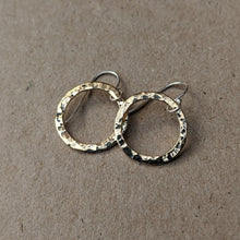 Load image into Gallery viewer, 9ct yellow gold hammered round earrings