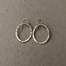 Load image into Gallery viewer, 9ct yellow gold hammered oval earrings