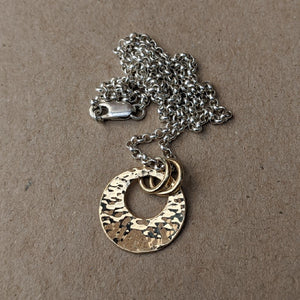 9ct yellow gold hammered pendant