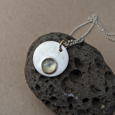 Sterling silver and prehinite pendant