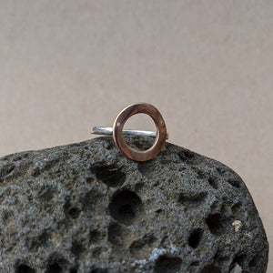 Rose gold circle top ring size O
